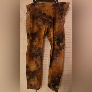 Calia yellow marbled print workout leggings sz xxl with pockets NWOTs